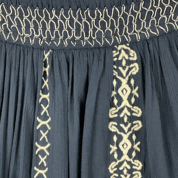 HOLLISTER Mini Skirt Blue Embroidered NWT NEW Pull On Pleated sz M Y2K Boho - Picture 4 of 12